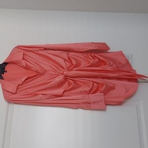 Peach long sleeve tie front mini dress